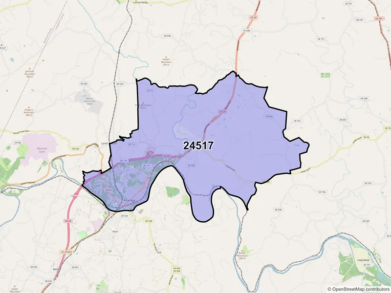 Map of ZIP Code 24517 — Altavista, VA