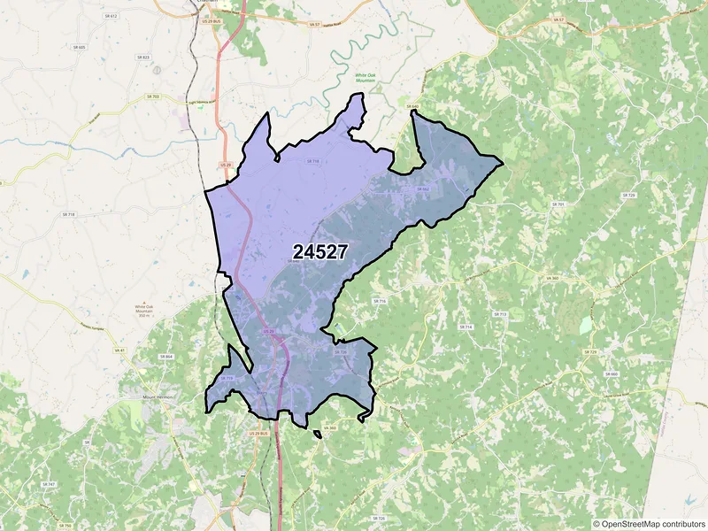 Map of ZIP Code 24527 — Blairs, VA