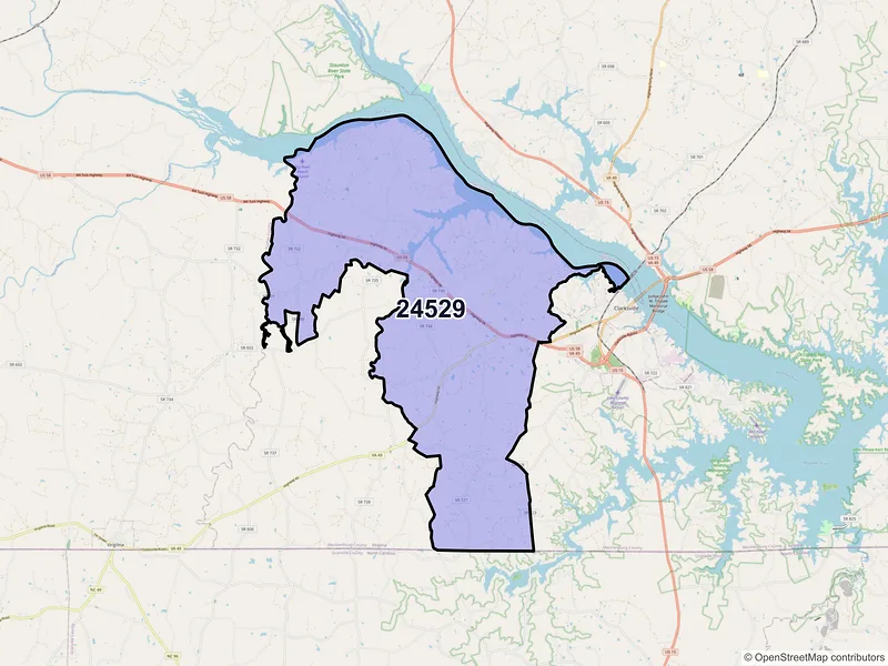 Map of ZIP Code 24529 — Buffalo Junction, VA