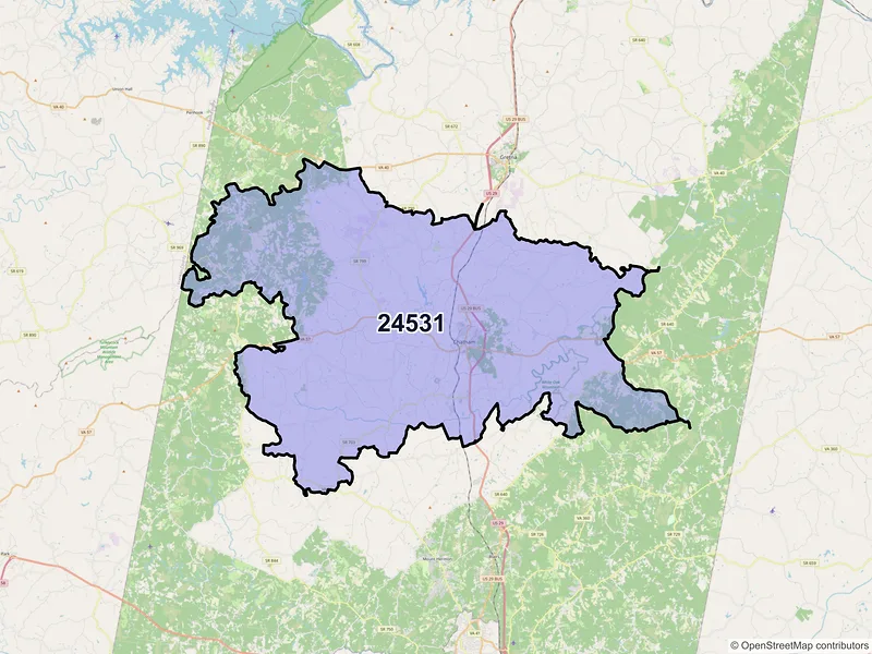 Map of ZIP Code 24531 — Chatham, VA