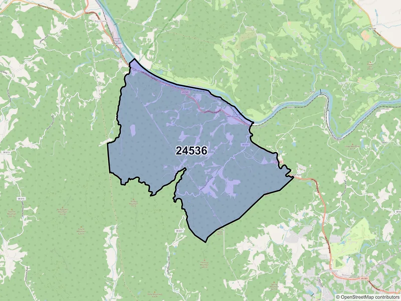 Map of ZIP Code 24536 — Coleman Falls, VA