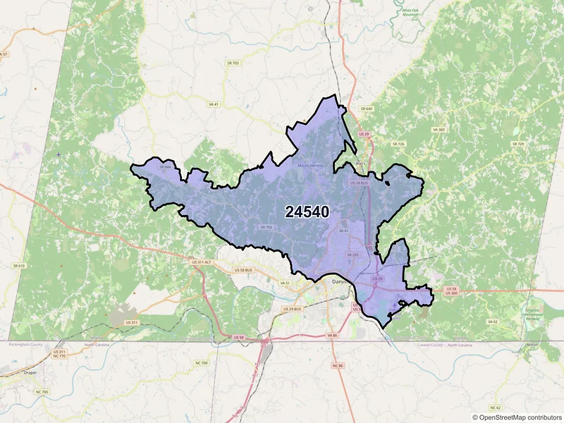 Map of ZIP Code 24540 — Danville, VA