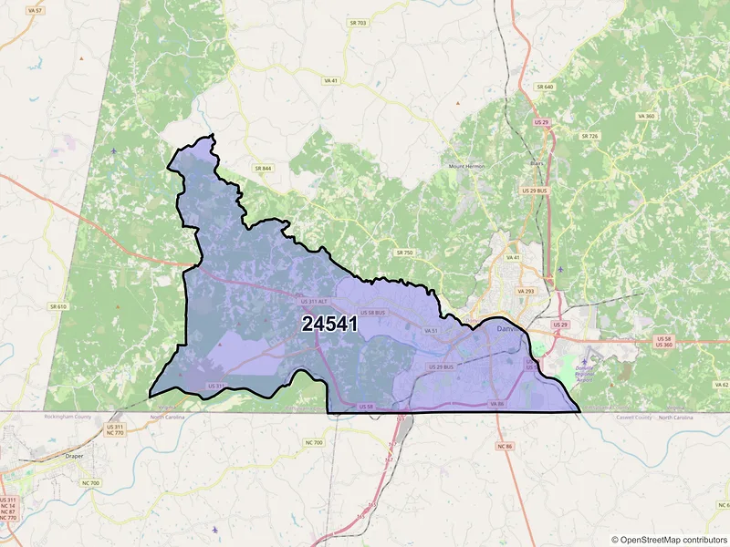 Map of ZIP Code 24541 — Danville, VA