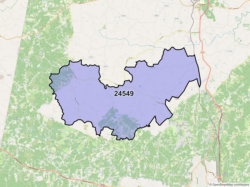 Map of ZIP Code 24549 — Dry Fork, VA