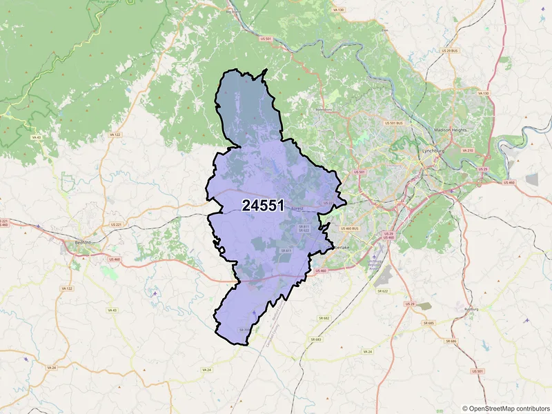Map of ZIP Code 24551 — Forest, VA