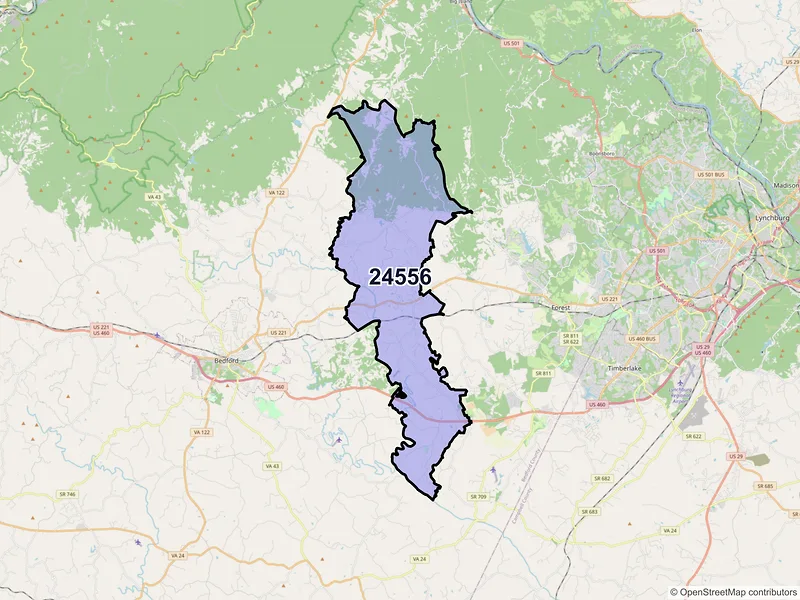Map of ZIP Code 24556 — Goode, VA