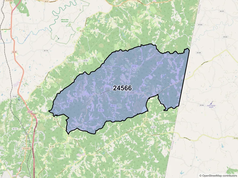 Map of ZIP Code 24566 — Keeling, VA
