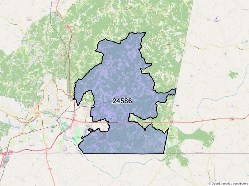 Map of Ringgold, Virginia and ZIP codes