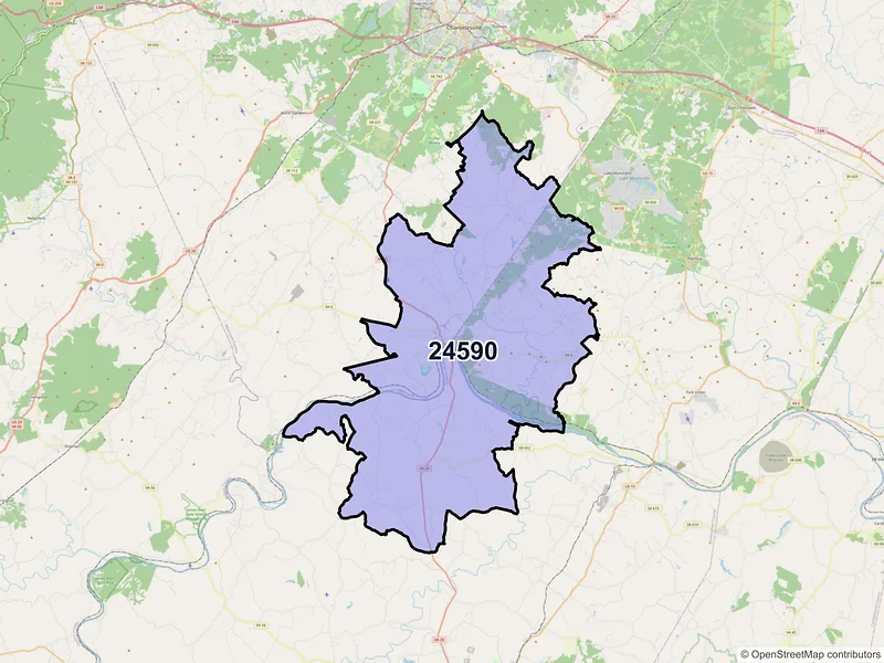 Map of Scottsville, Virginia and ZIP codes