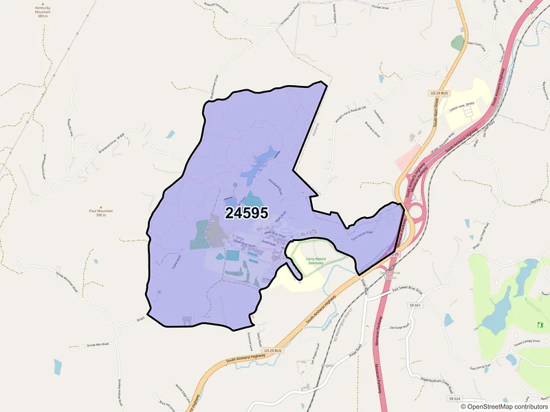 Map of Sweet Briar, Virginia and ZIP codes