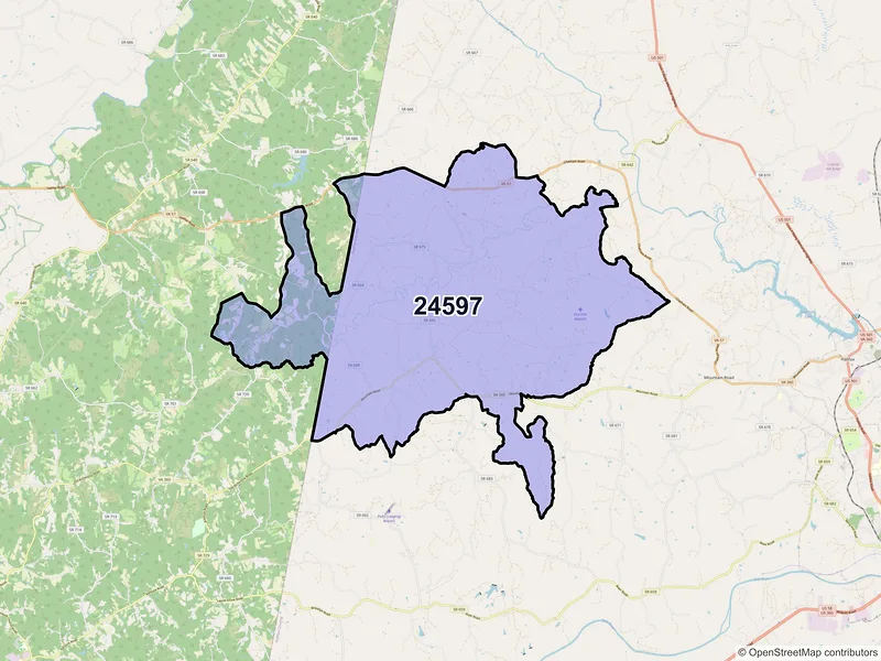 Map of ZIP Code 24597 — Vernon Hill, VA