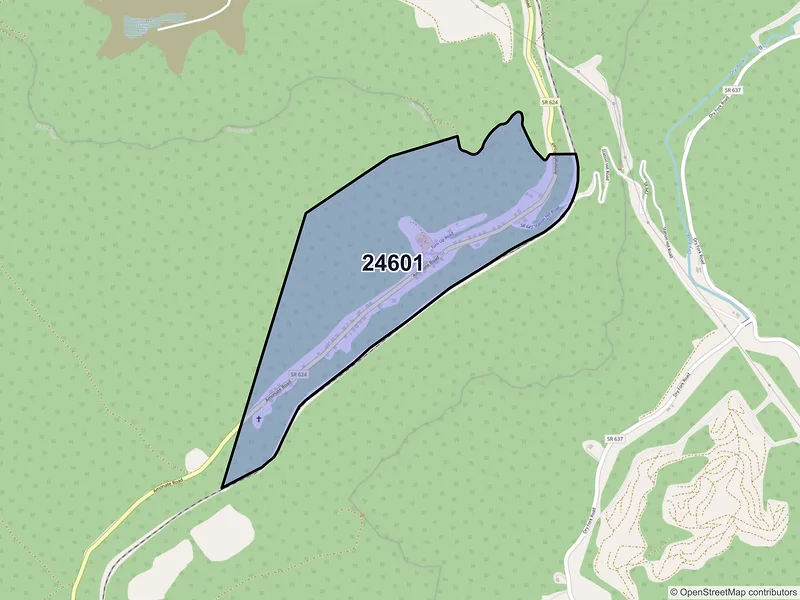 Map of Amonate, Virginia and ZIP codes