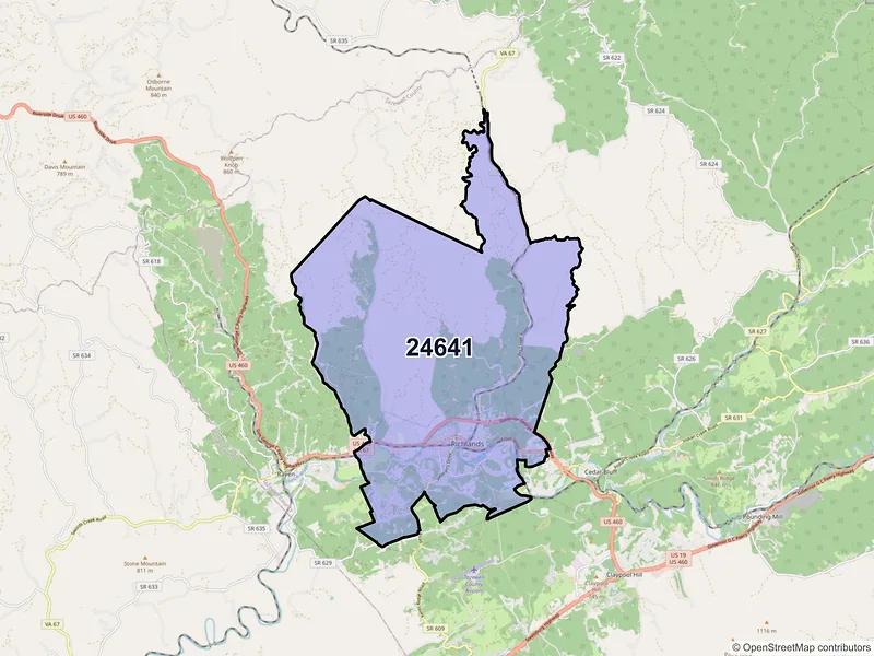 Map of ZIP Code 24641 — Richlands, VA