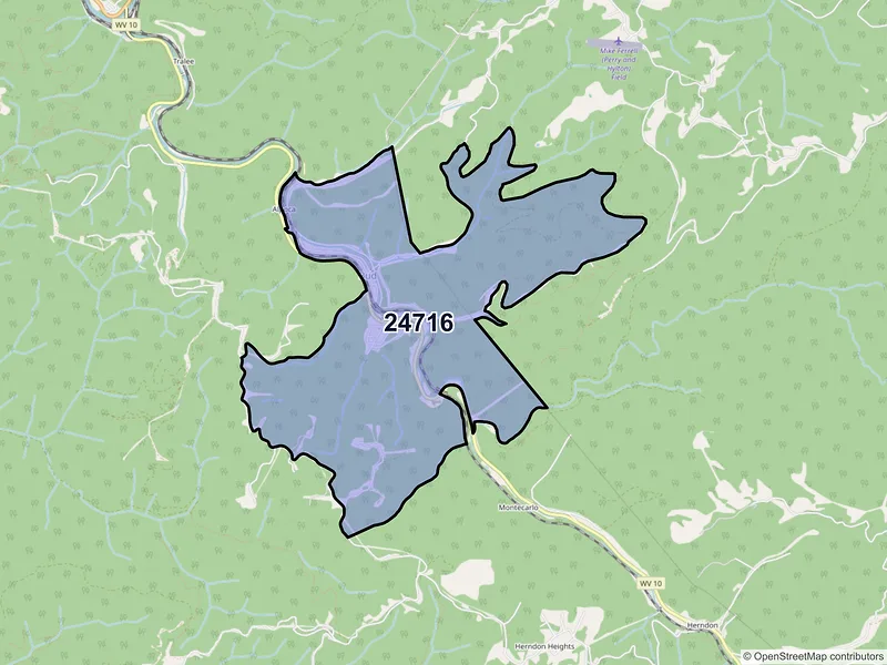 Map of Bud, West Virginia and ZIP codes
