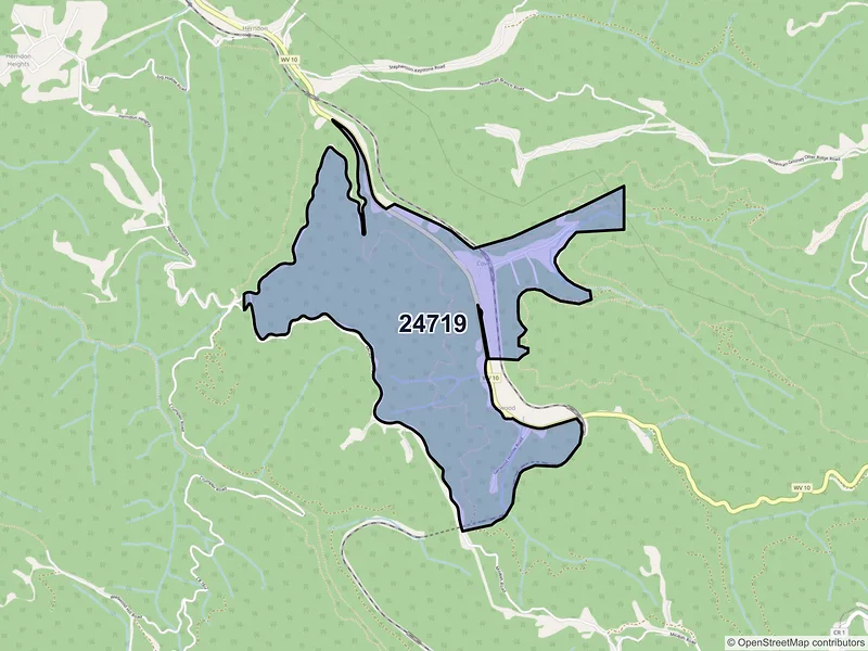 Map of Covel, West Virginia and ZIP codes