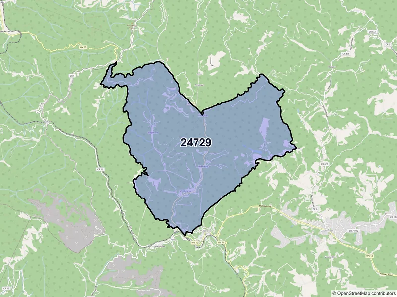 Map of Hiawatha, West Virginia and ZIP codes