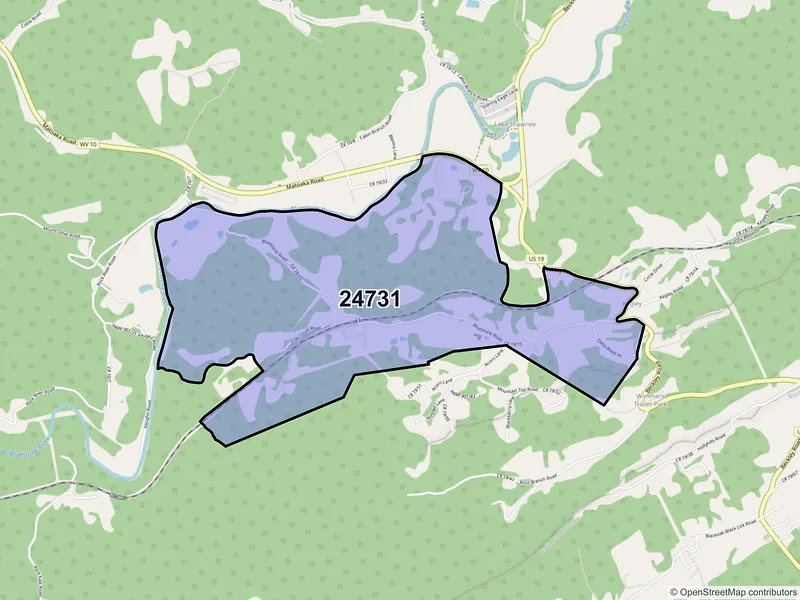Map of ZIP Code 24731 — Kegley, WV