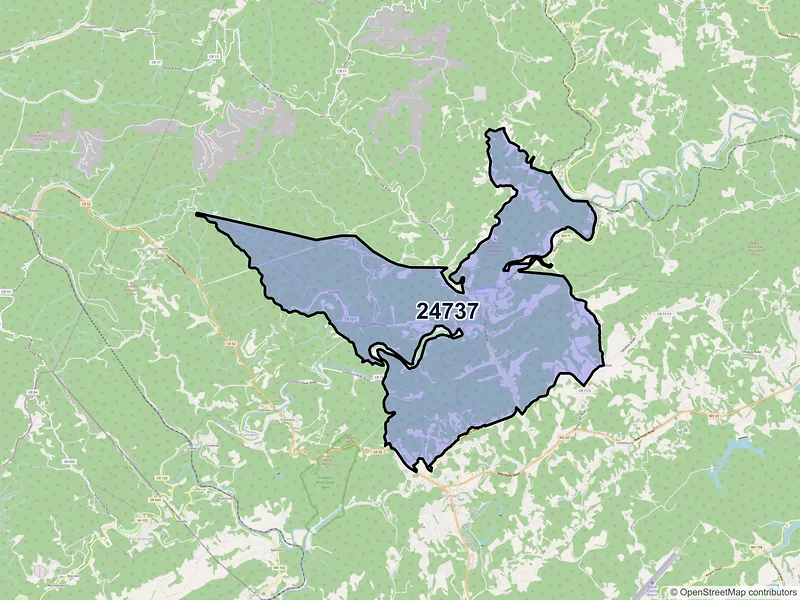 Map of Montcalm, West Virginia and ZIP codes