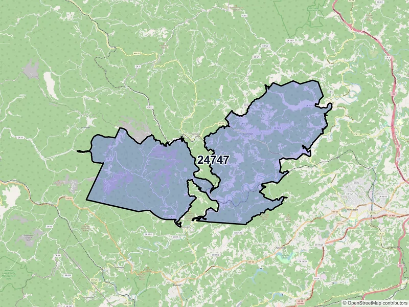 Map of ZIP Code 24747 — Rock, WV