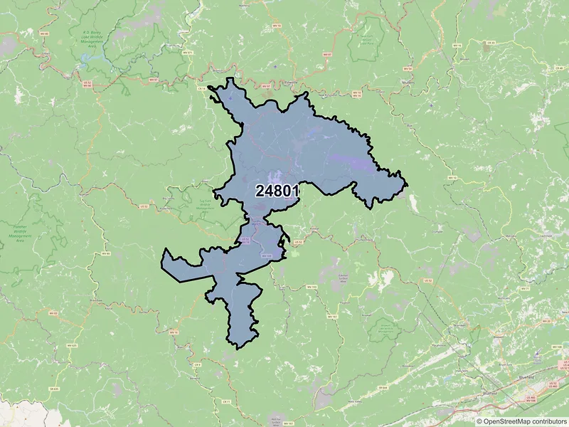 Map of ZIP Code 24801 — Welch, WV