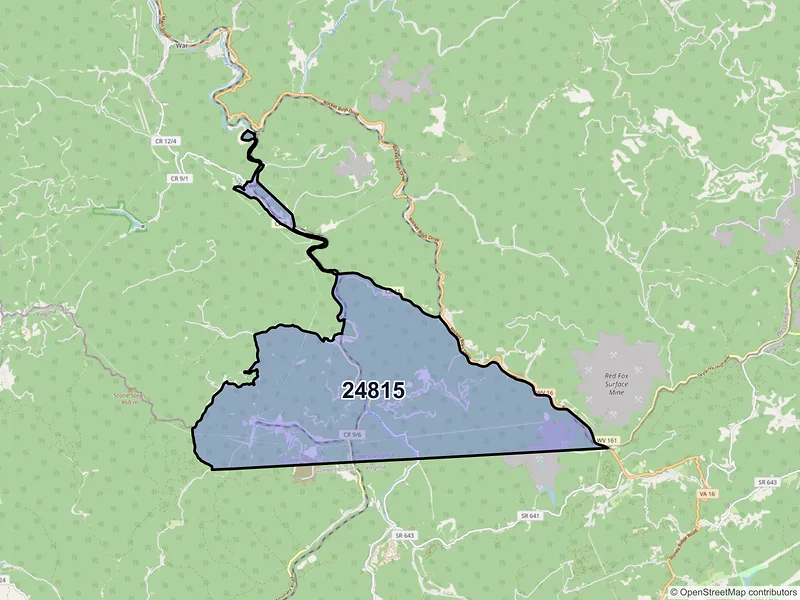 Map of ZIP Code 24815 — Berwind, WV
