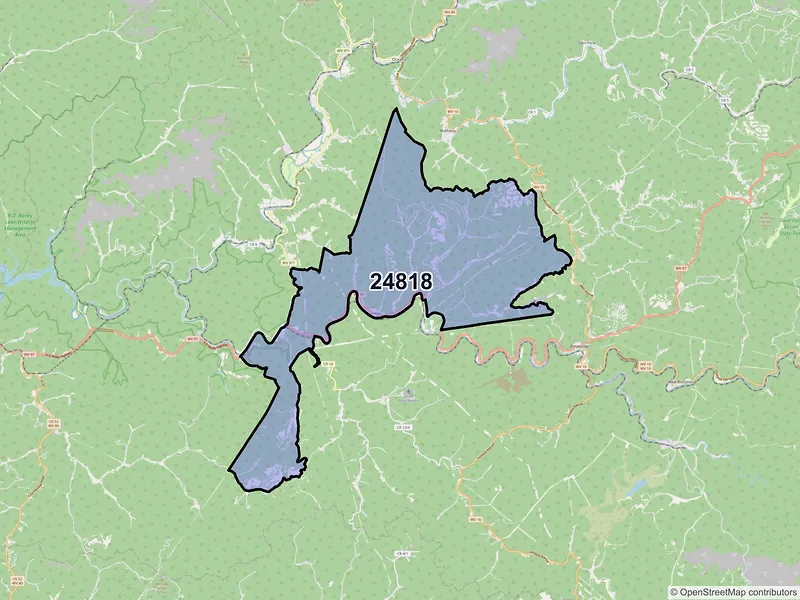 Map of ZIP Code 24818 — Brenton, WV