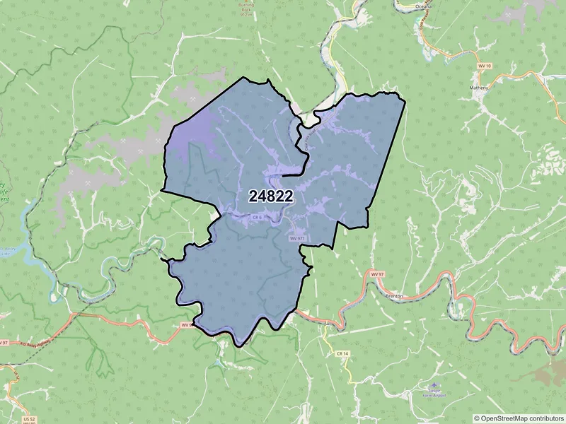 Map of Clear Fork, West Virginia and ZIP codes