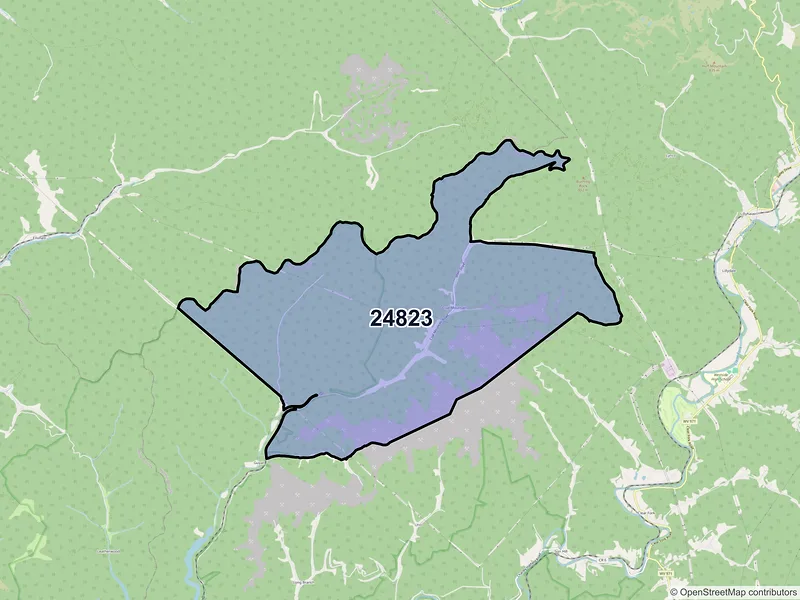 Map of ZIP Code 24823 — Coal Mountain, WV