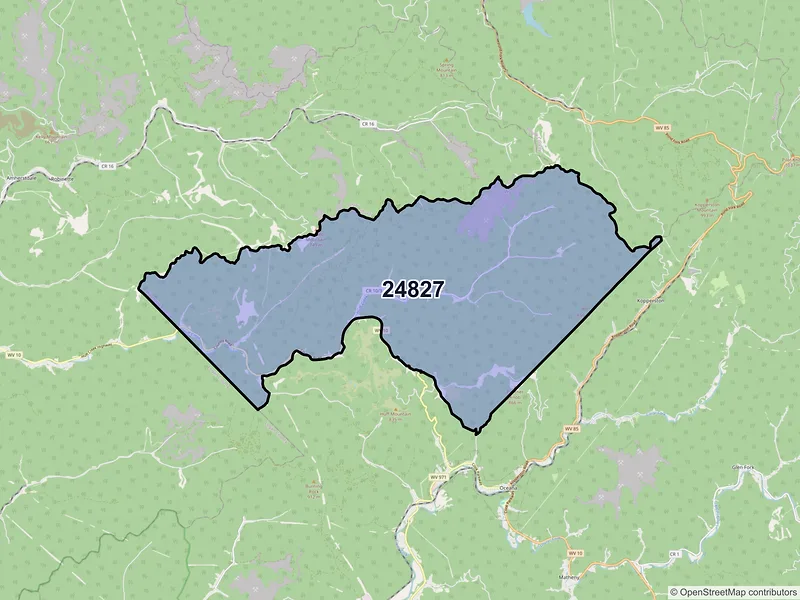 Map of ZIP Code 24827 — Cyclone, WV