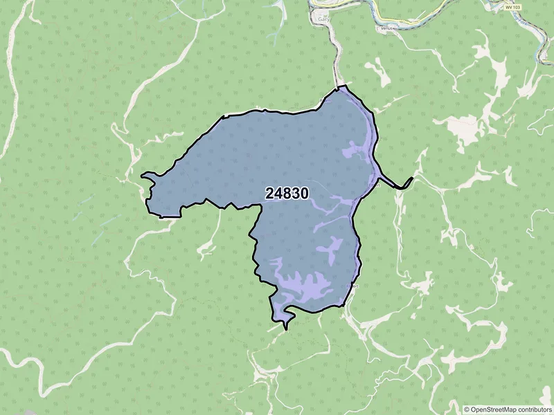 Map of ZIP Code 24830 — Elbert, WV