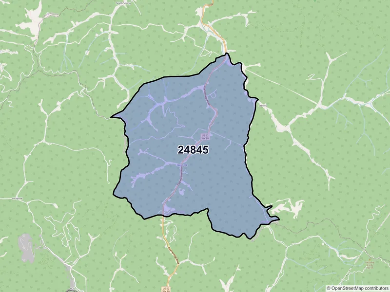 Map of Ikes Fork, West Virginia and ZIP codes