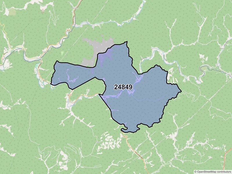 Map of ZIP Code 24849 — Jesse, WV