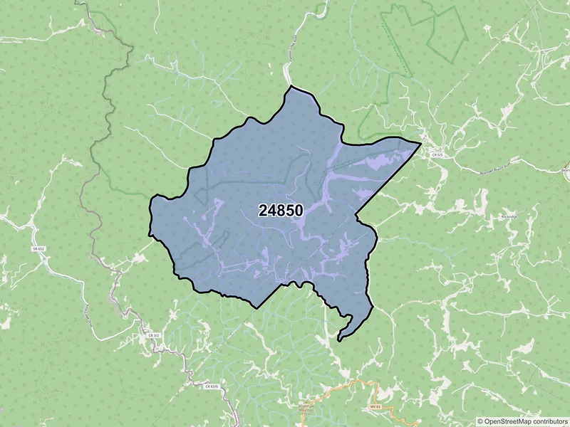 Map of ZIP Code 24850 — Jolo, WV