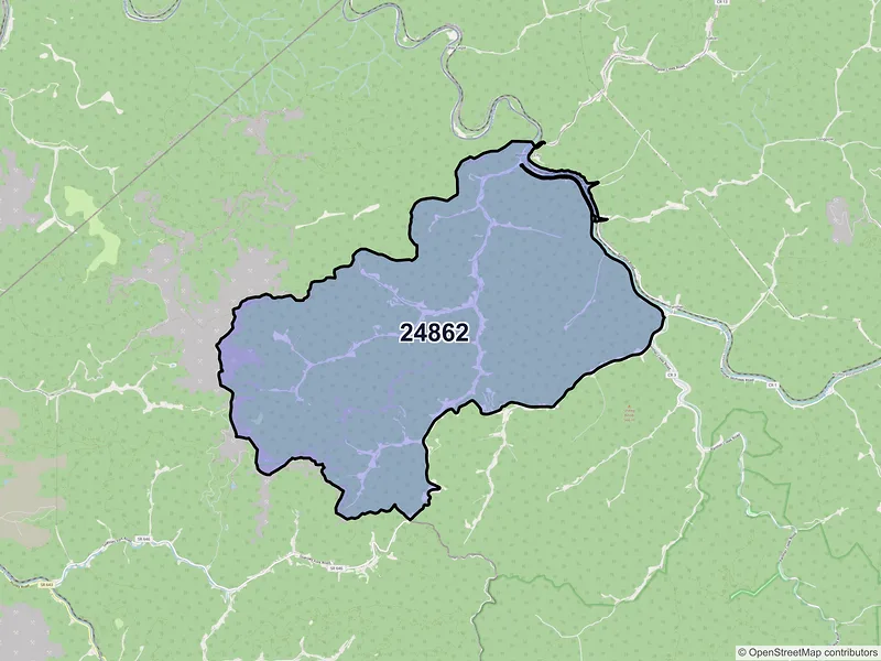 Map of ZIP Code 24862 — Mohawk, WV