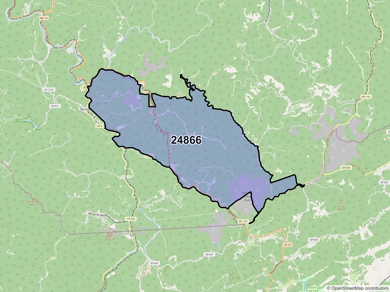 Map of Newhall, West Virginia and ZIP codes