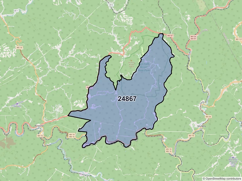 Map of New Richmond, West Virginia and ZIP codes