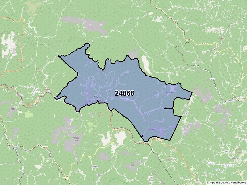 Map of ZIP Code 24868 — Northfork, WV