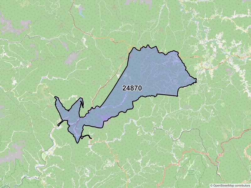 Map of ZIP Code 24870 — Oceana, WV