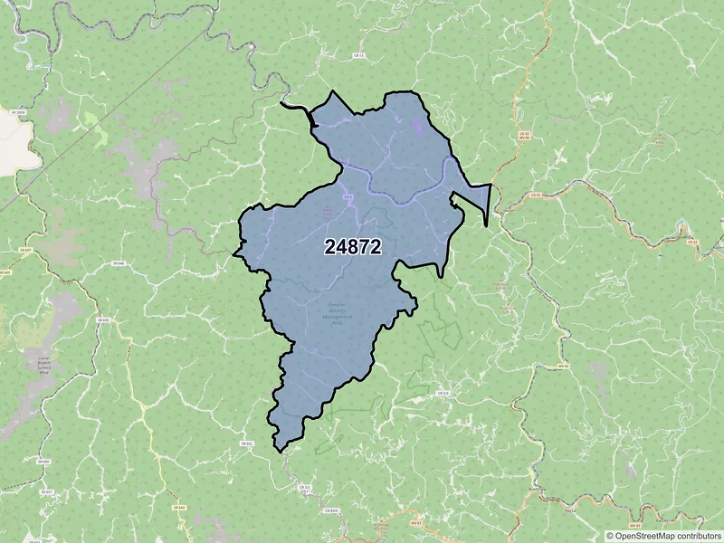 Map of ZIP Code 24872 — Panther, WV
