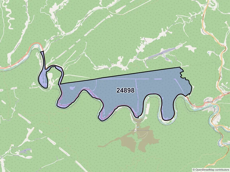 Map of Wyoming, West Virginia and ZIP codes