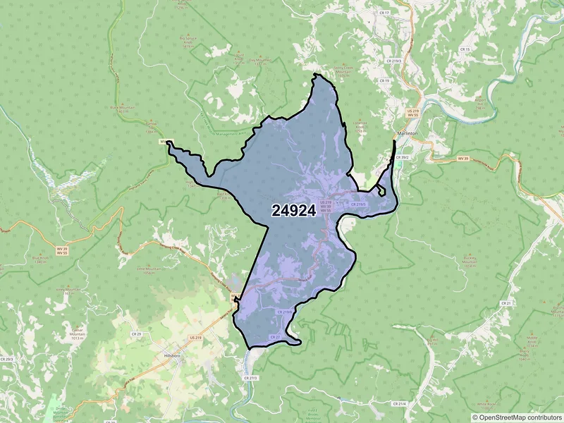 Map of ZIP Code 24924 — Buckeye, WV