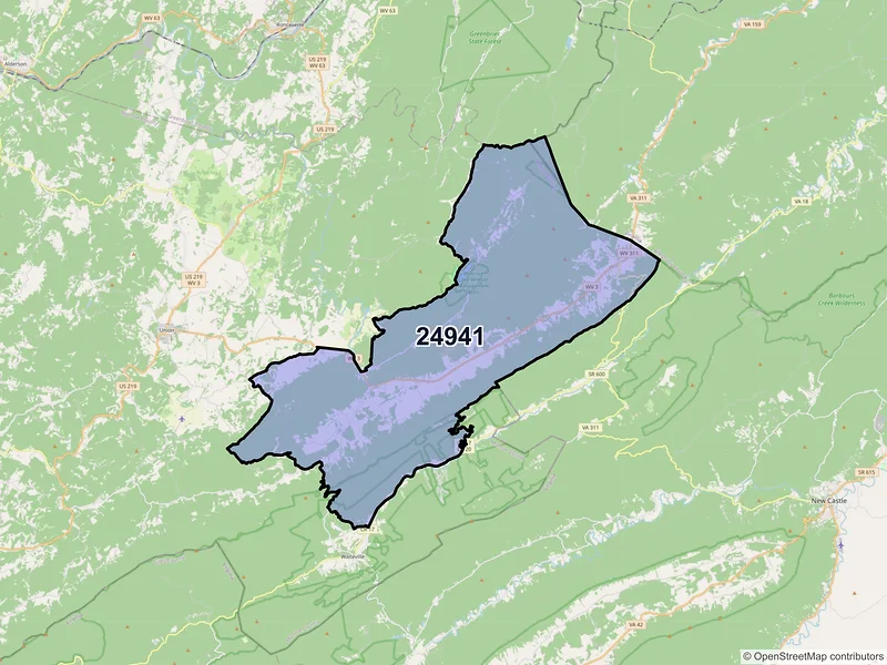 Map of Gap Mills, West Virginia and ZIP codes