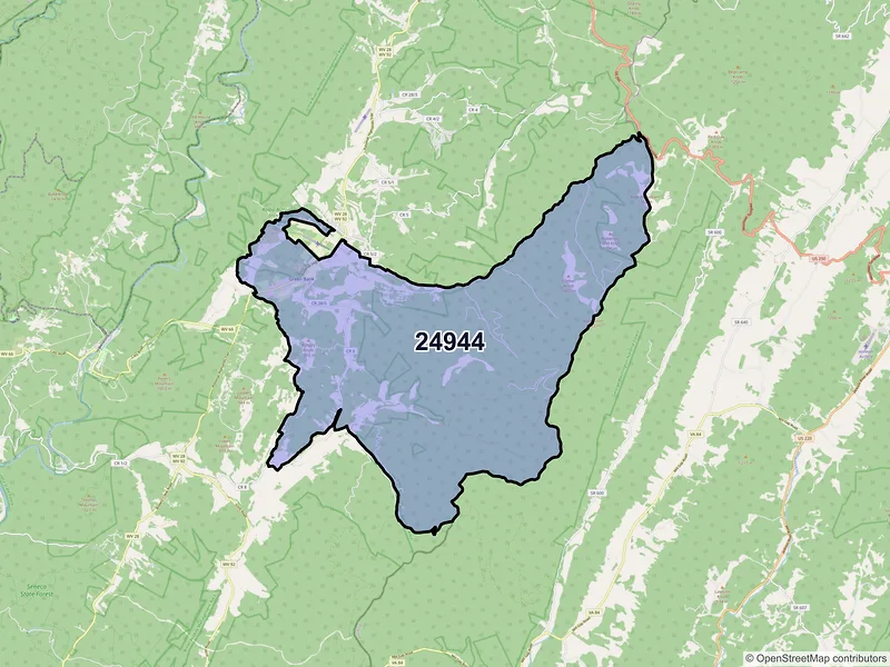 Map of ZIP Code 24944 — Green Bank, WV