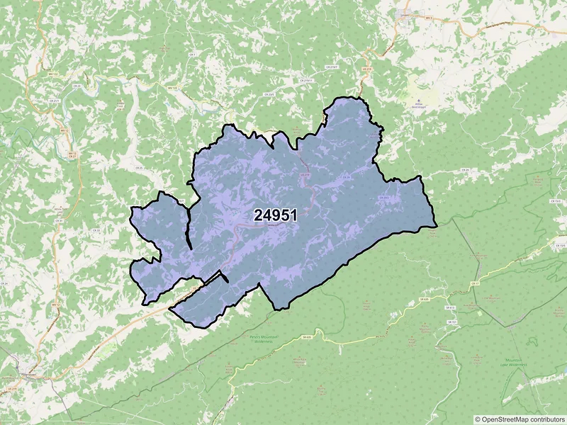 Map of ZIP Code 24951 — Lindside, WV