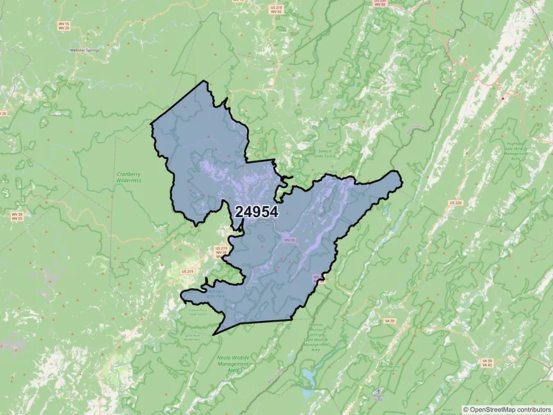 Map of ZIP Code 24954 — Marlinton, WV