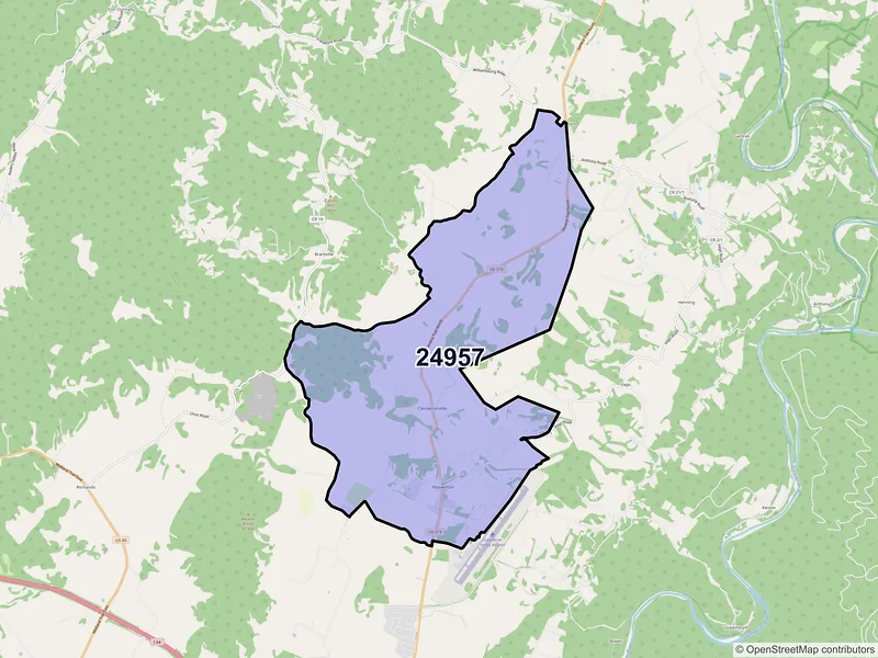 Map of Maxwelton, West Virginia and ZIP codes