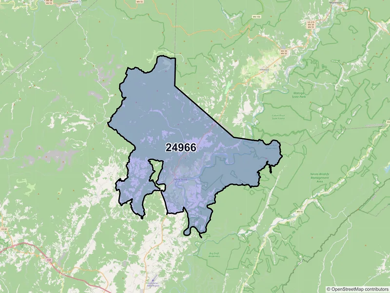Map of ZIP Code 24966 — Renick, WV