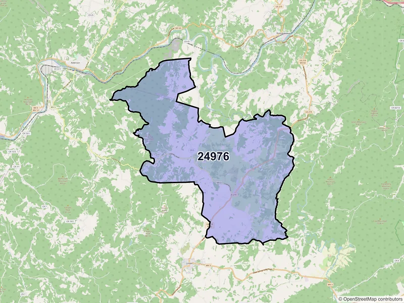 Map of Sinks Grove, West Virginia and ZIP codes