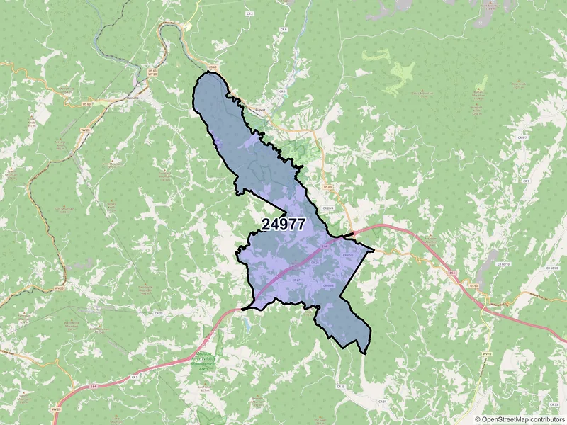 Map of ZIP Code 24977 — Smoot, WV