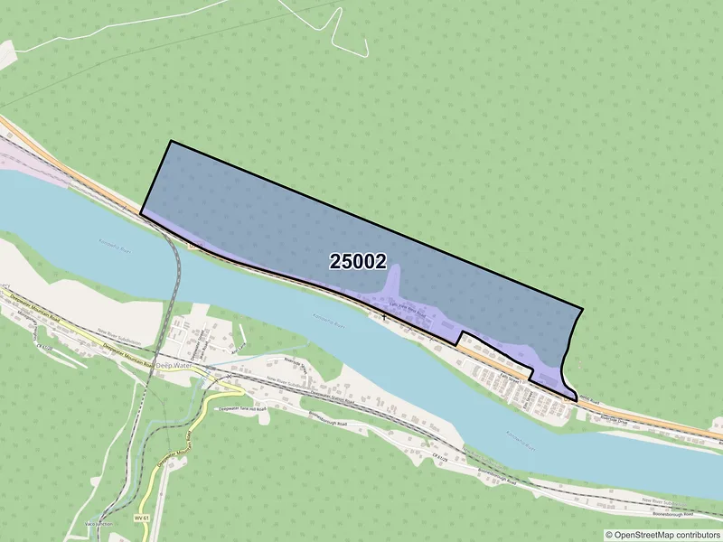 Map of Alloy, West Virginia and ZIP codes